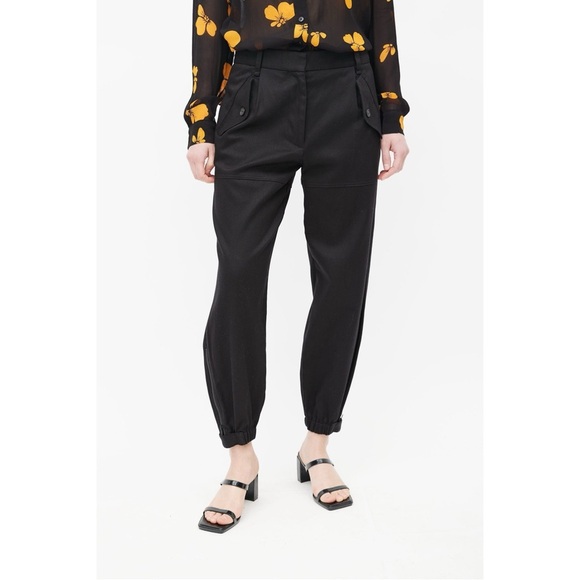 Nili Lotan Black Arliss Utility Cargo Jogger Pants Womens Zip Ankles - Picture 1 of 9